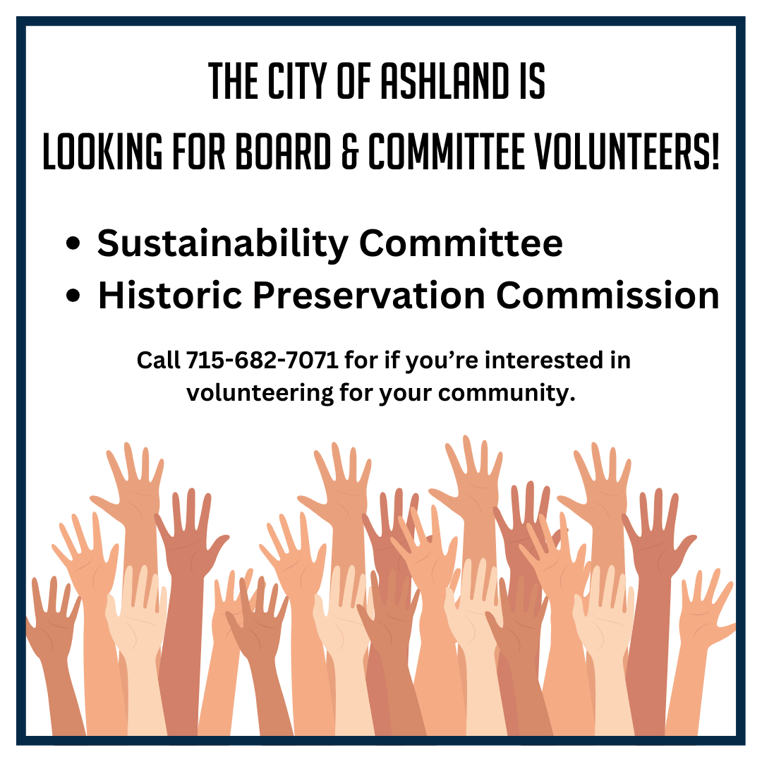 City of Ashland is looking for volunteers for the Sustainability Committee & Historic Preservation.