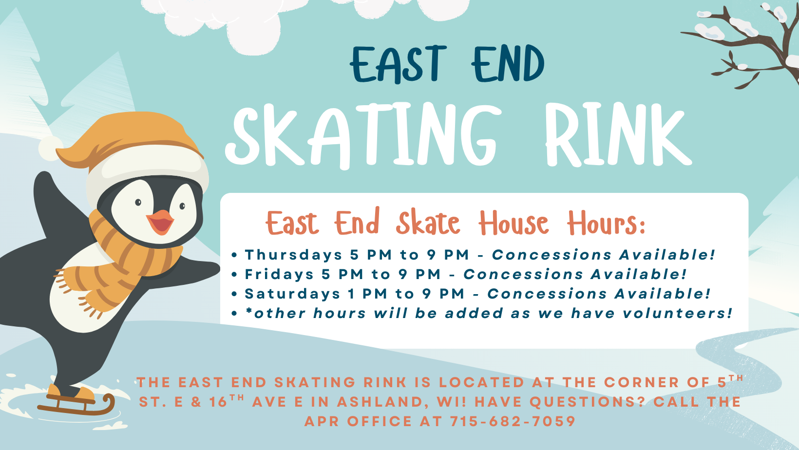 Updated 2026 East End Rink Hours